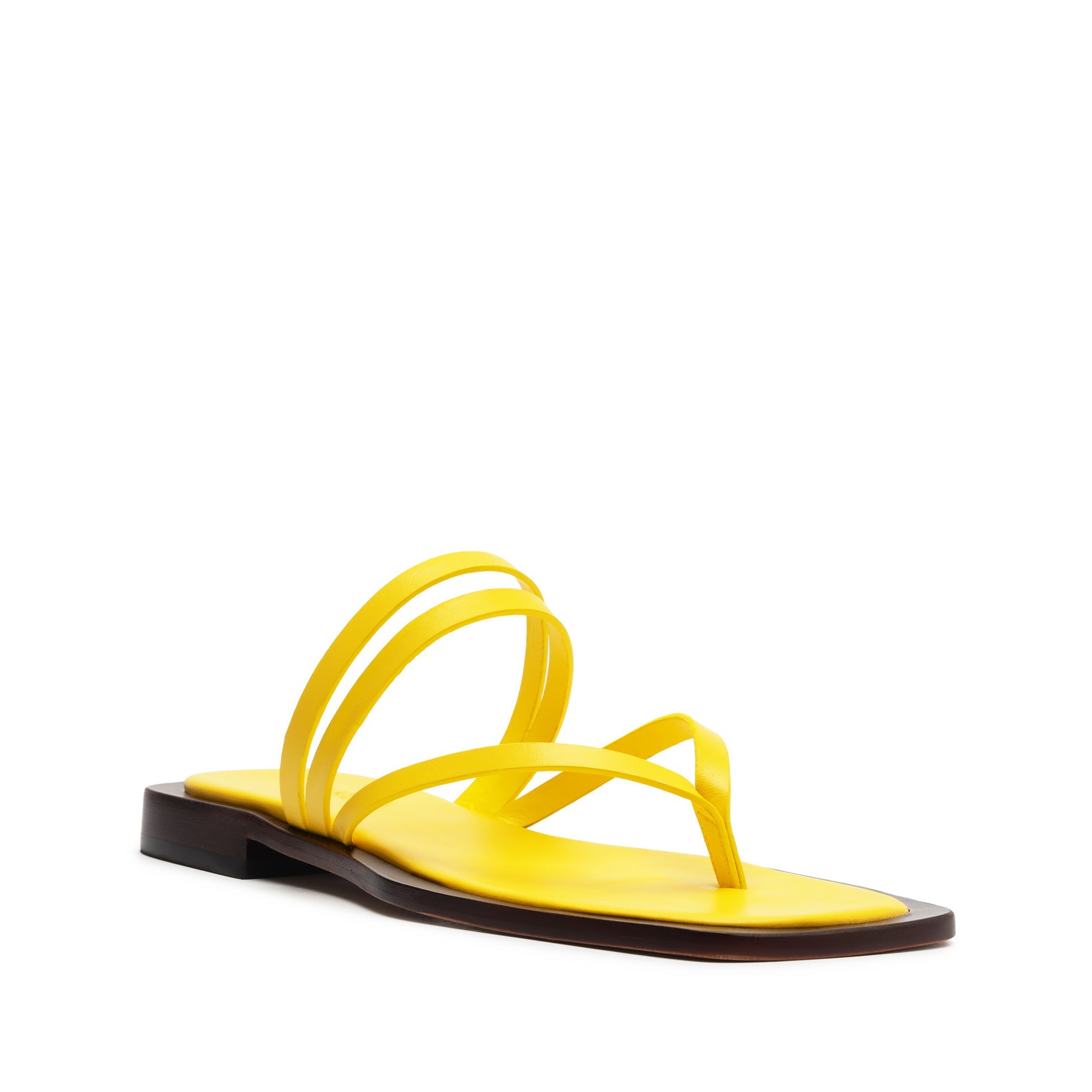 Rania Leather Flat Sandal | Yellow