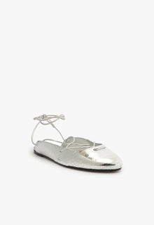 Cami Casual Leather Flat | Silver