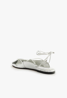 Cami Casual Leather Flat | Silver