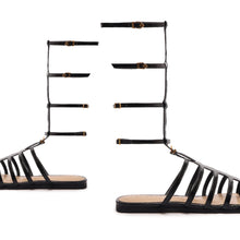 Hayden Crocodile-Embossed Leather Sandal | Black