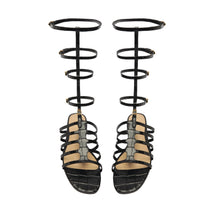 Hayden Crocodile-Embossed Leather Sandal | Black