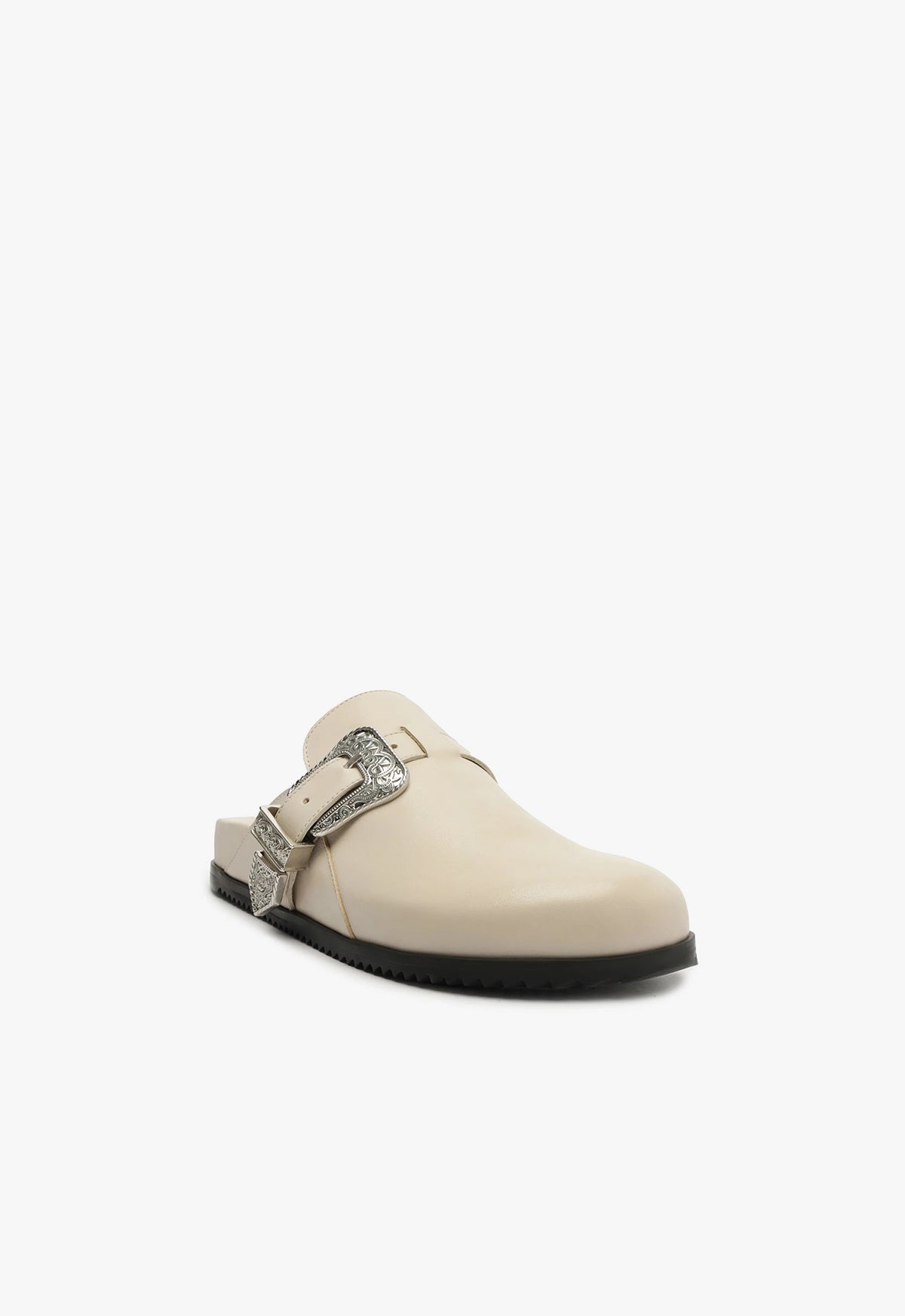 Grace Leather Flat | Pearl