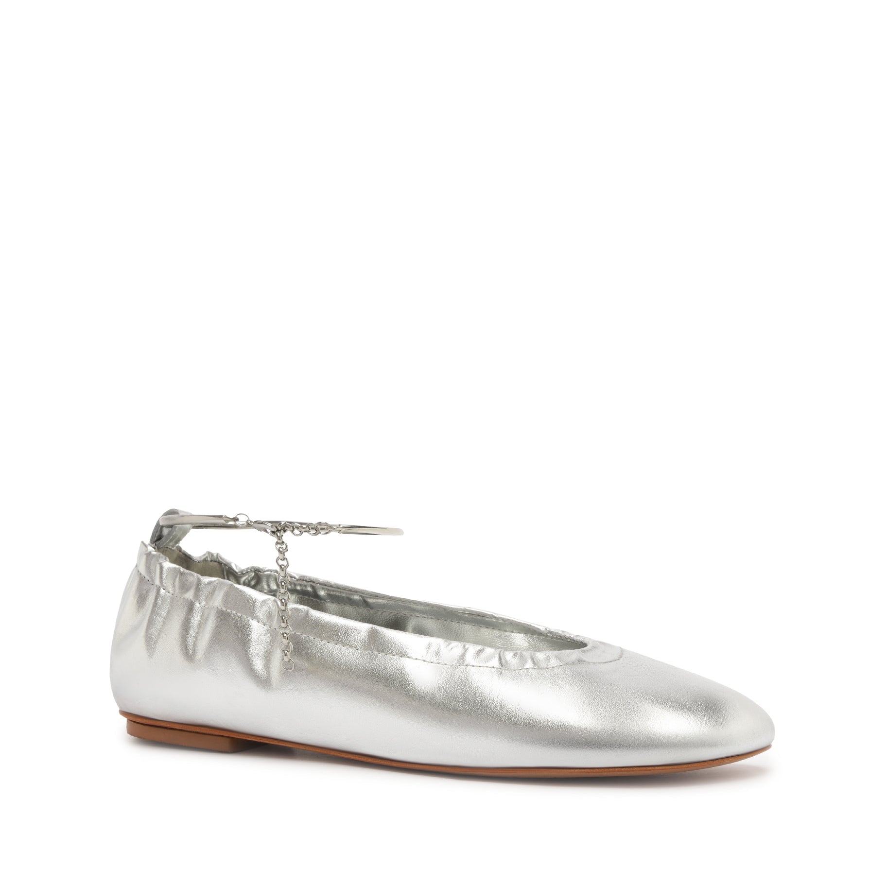 Bethany Leather Flat | Silver