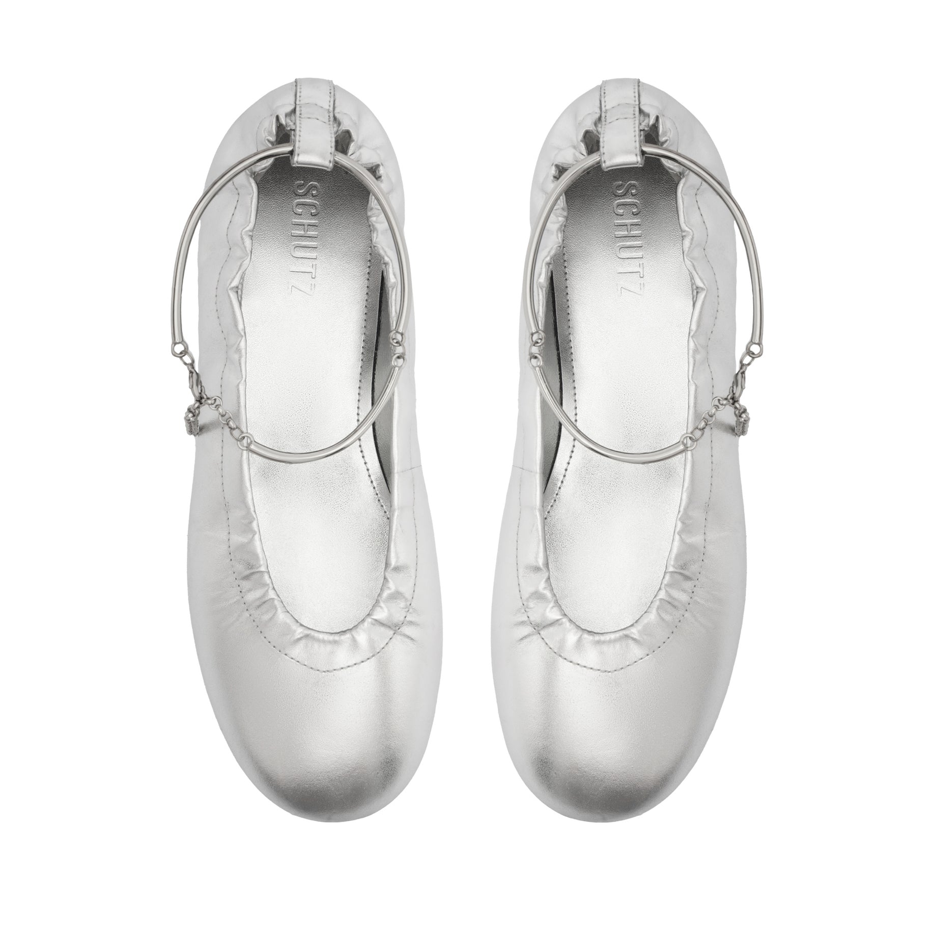 Bethany Leather Flat | Silver