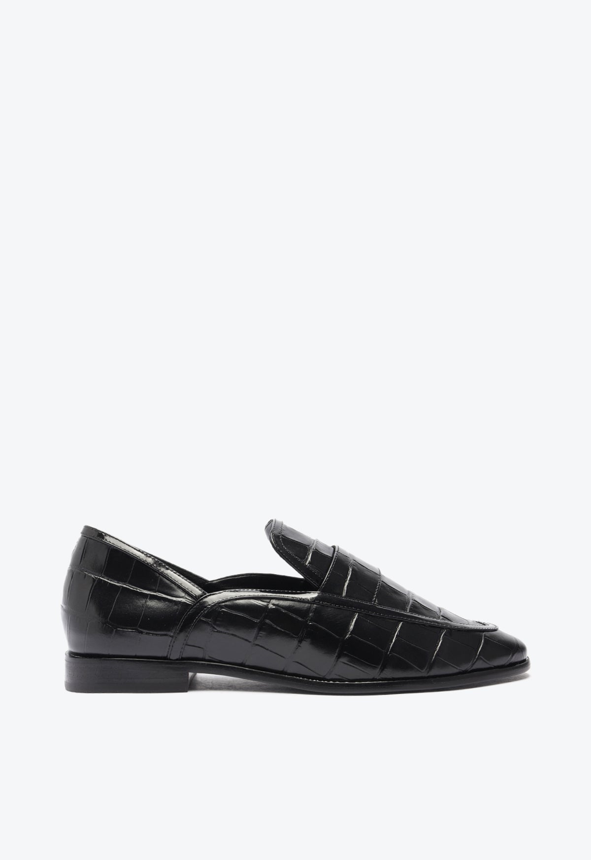 Maurice Croco Embossed Flat | Black
