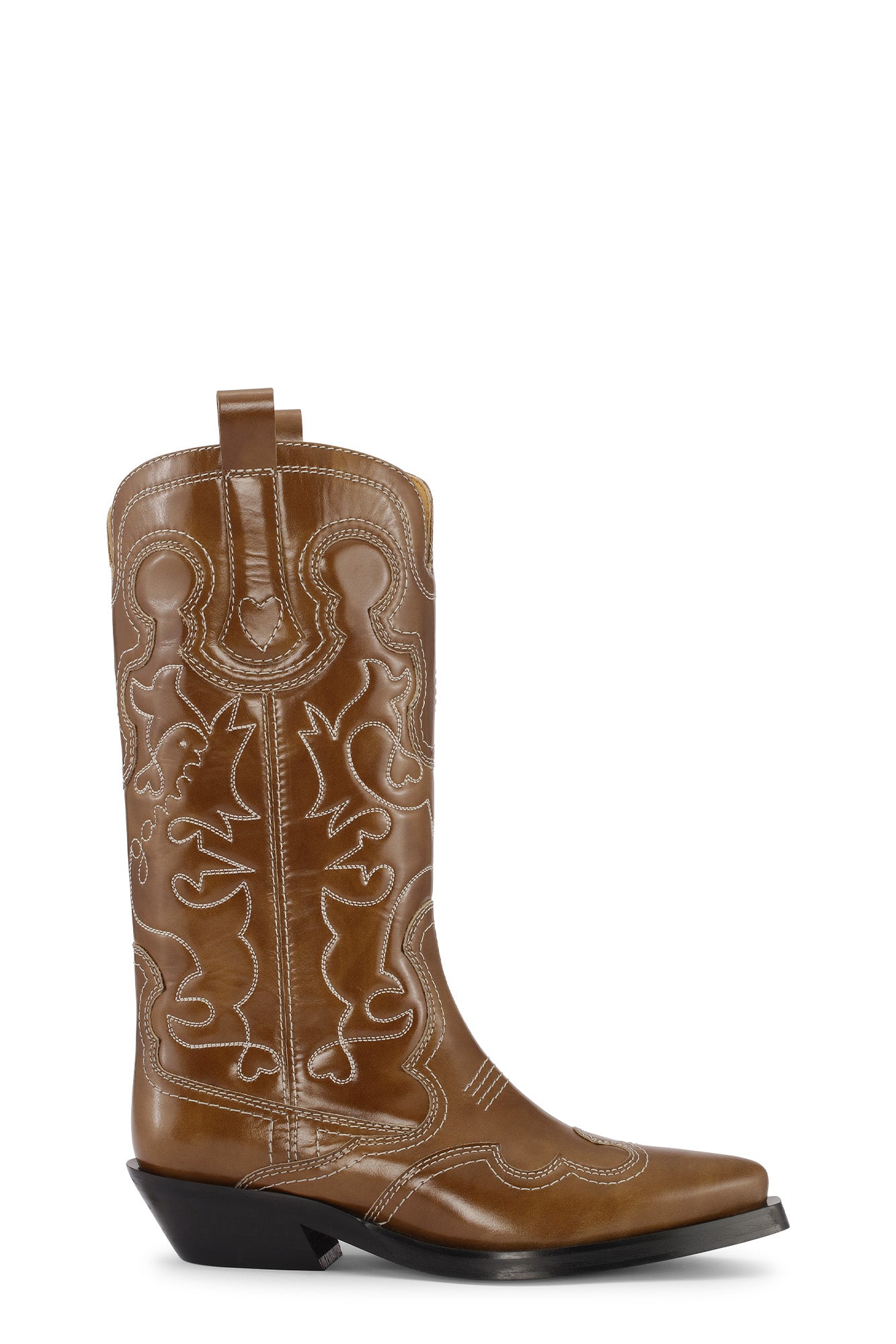 Mid Shaft Embroidered Western Boot - Angled Heel | Tigers Eye