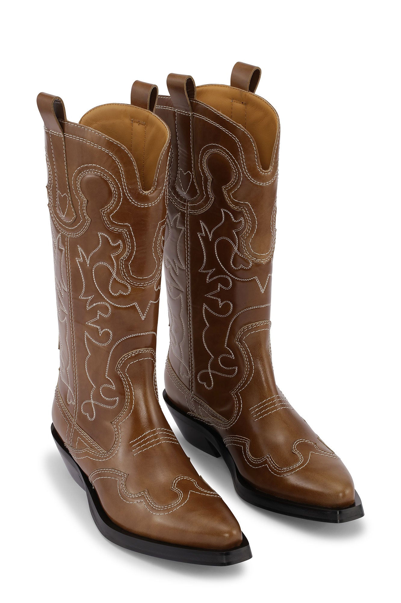 Mid Shaft Embroided Western Boot | Tiger's Eye