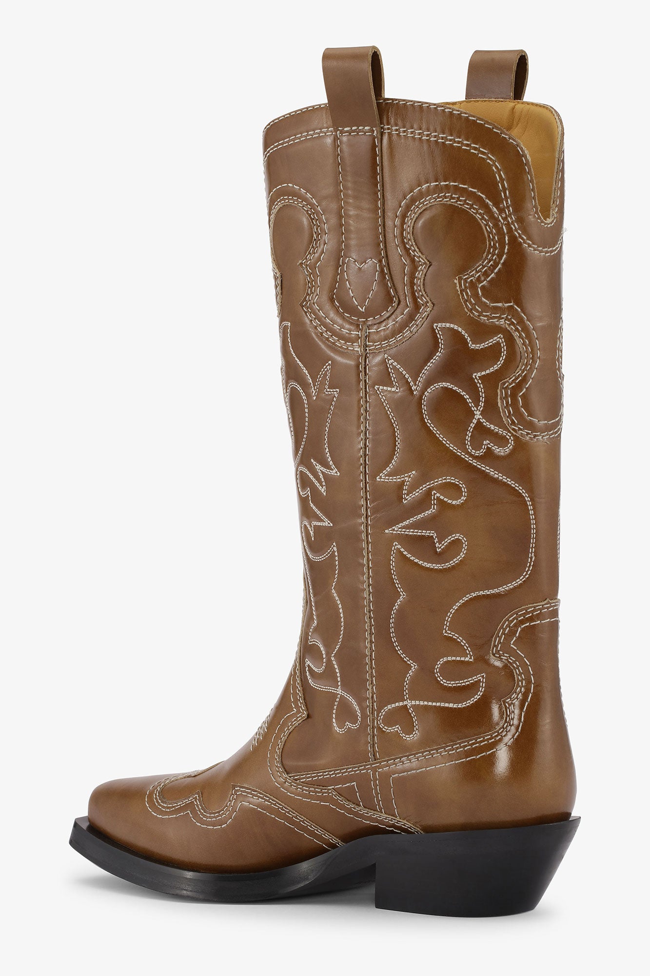 Mid Shaft Embroidered Western Boot - Angled Heel | Tigers Eye