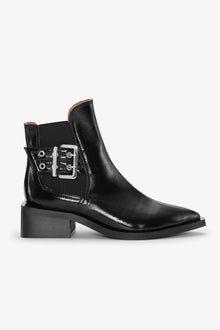 Chunky Buckle Chelsea Boot Naplack | Black