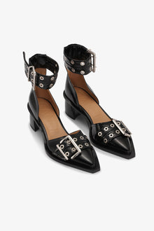 Feminine Buckle Open Cut Pumps - I | Black