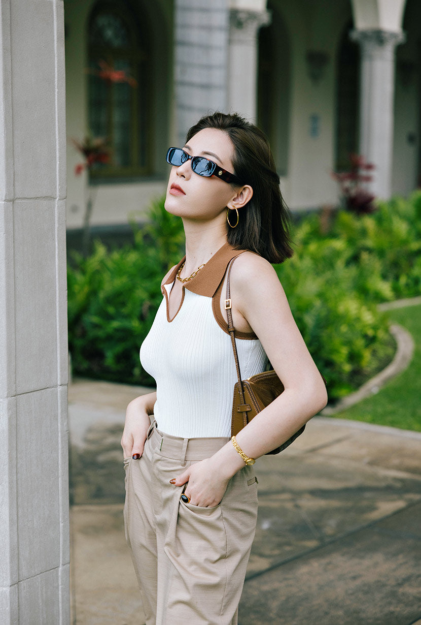 Jody Knit Top | Ivory & Camel