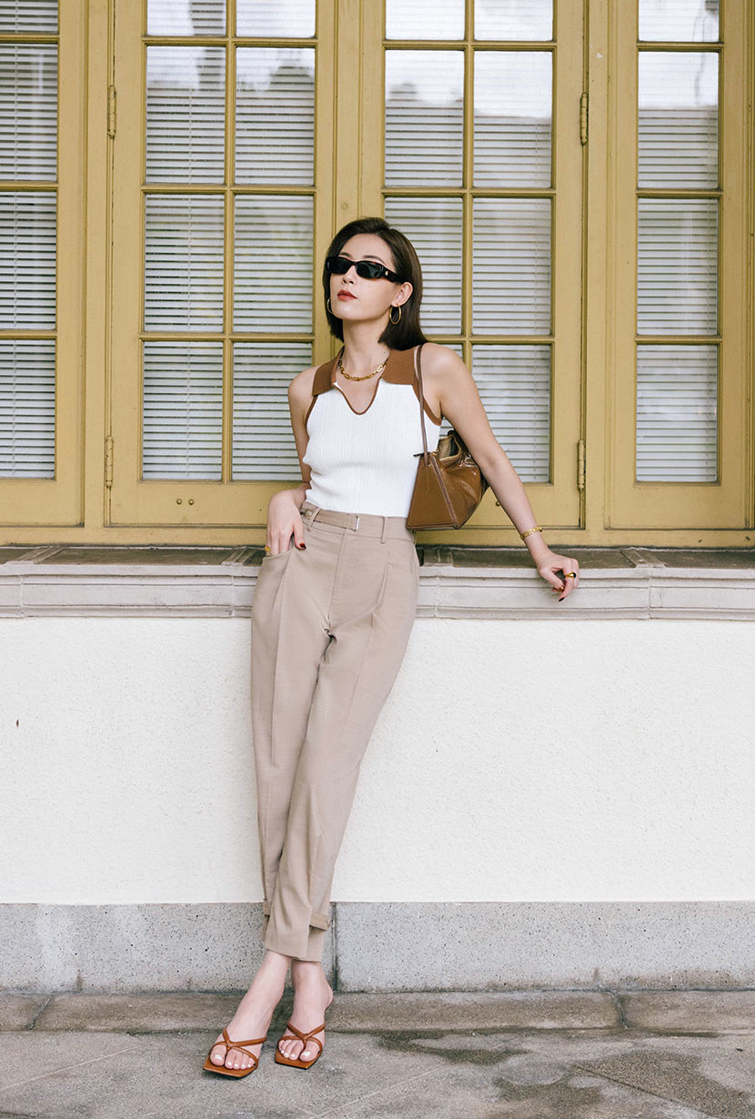 Jody Knit Top | Ivory & Camel