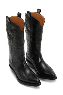 Mid Shaft Embroidered Western Boot Black St | Black/Black