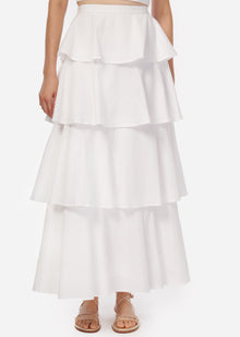 Terra Cotton Poplin Skirt | White