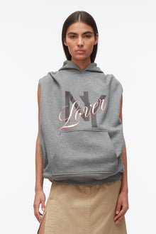 NY Lover Reversible Sleeveless Hoodie | Medium Heather Grey/Khaki