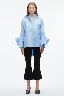 Oversize Shirt with Cascade Cuff | Oxford Blue