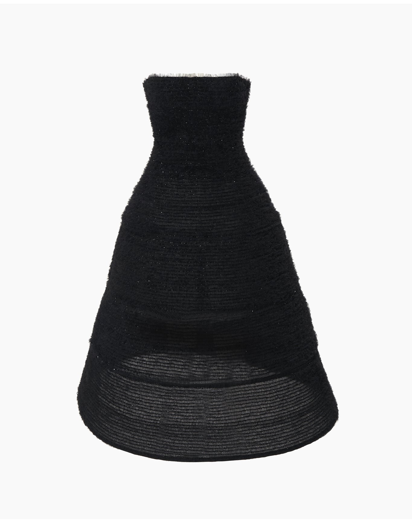 Pleated Tulle Strapless Midi Dress | Black