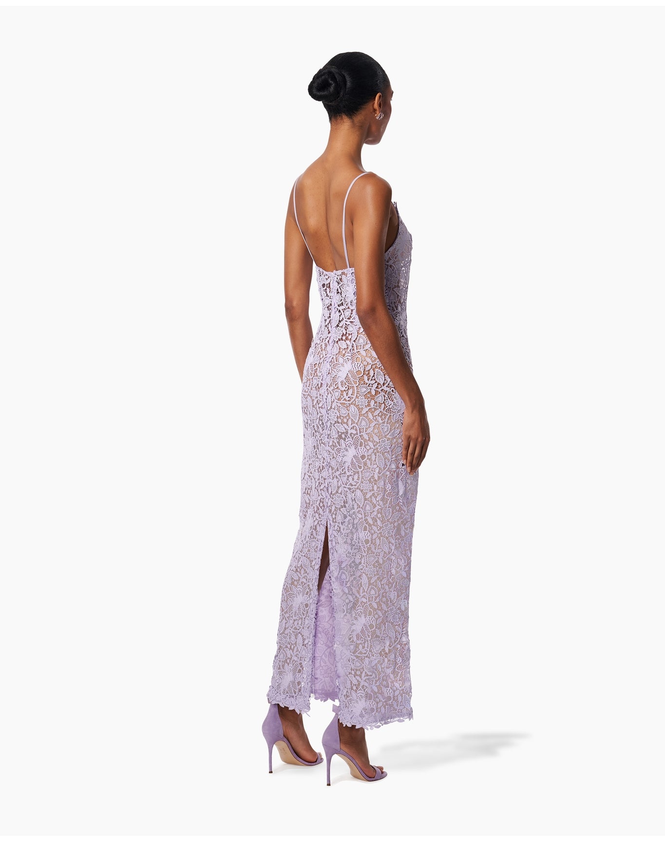 Thin Strap Lace Column Gown | Lilac