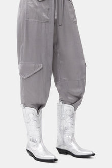 Mid Shaft Embroidered Western | Silver