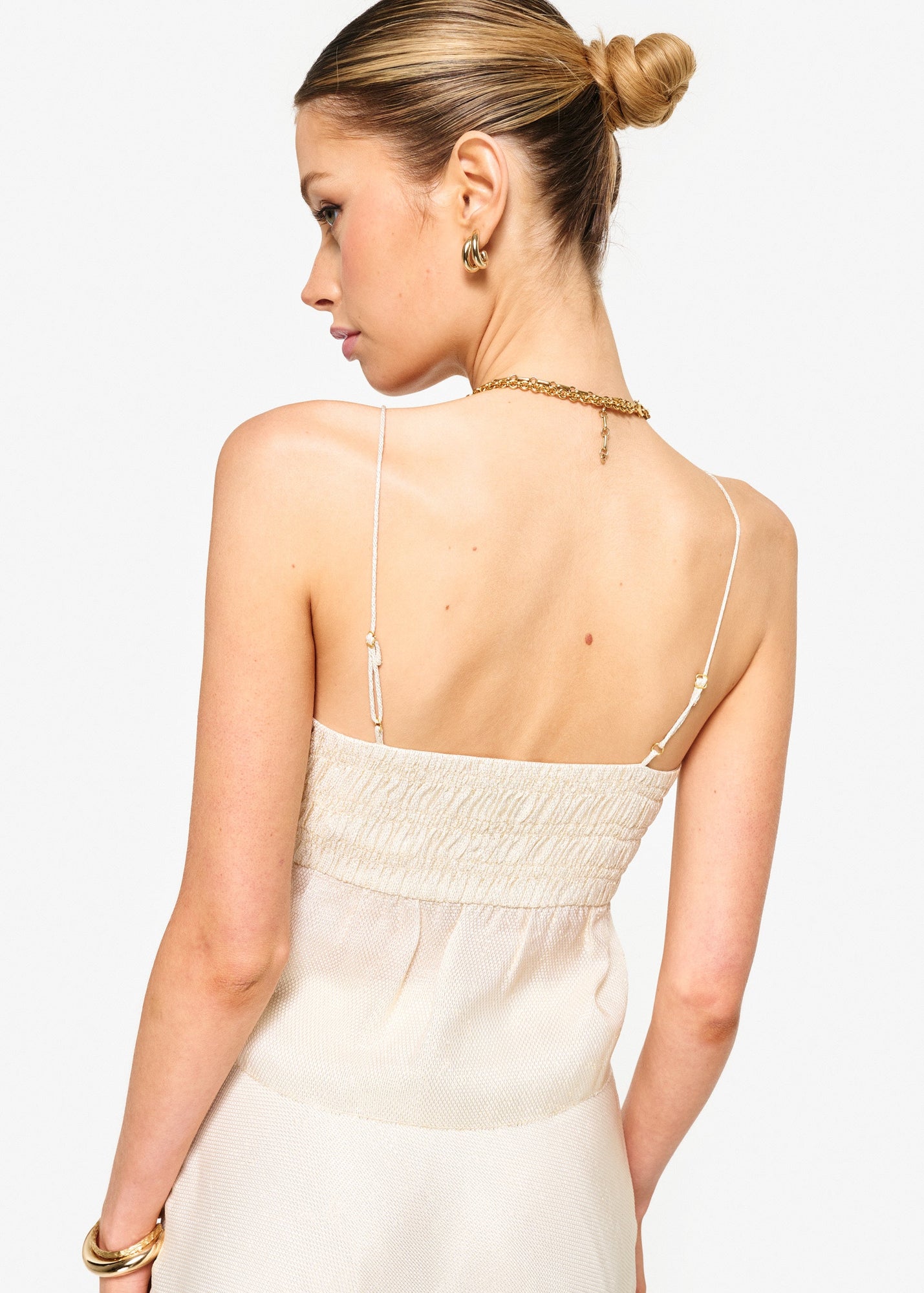 Alysin Metallic Silk Camisole | Cream