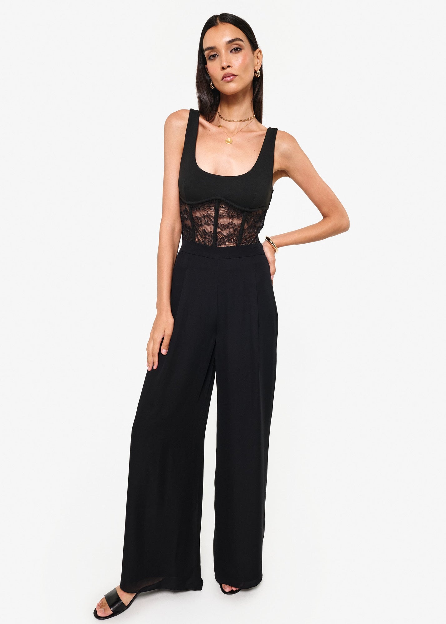 Kimber Lace Corset Bodysuit | Black