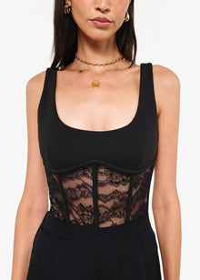 Kimber Lace Corset Bodysuit | Black