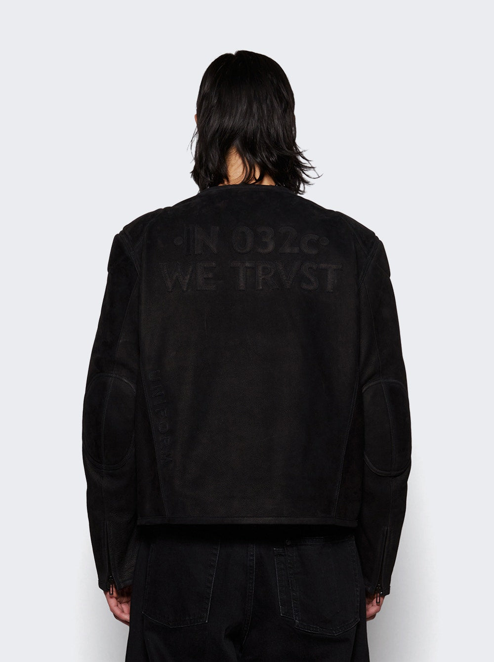 Men | 032c | Thistles Leather Janker | Black