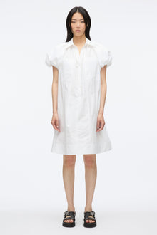 Puff Sleeve Short Shirt Dress | White