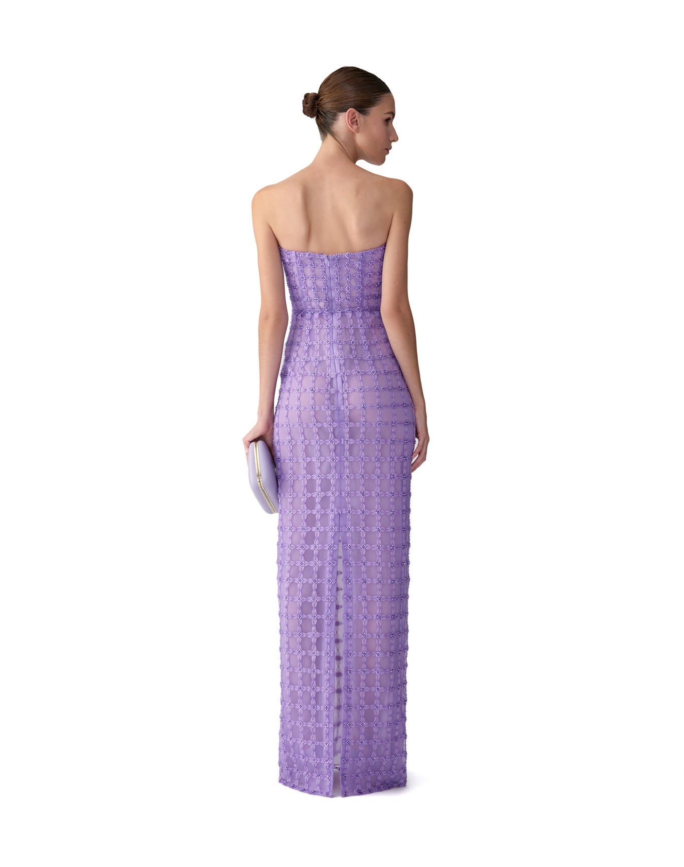 Embroidered Strapless Column Gown | Violeta