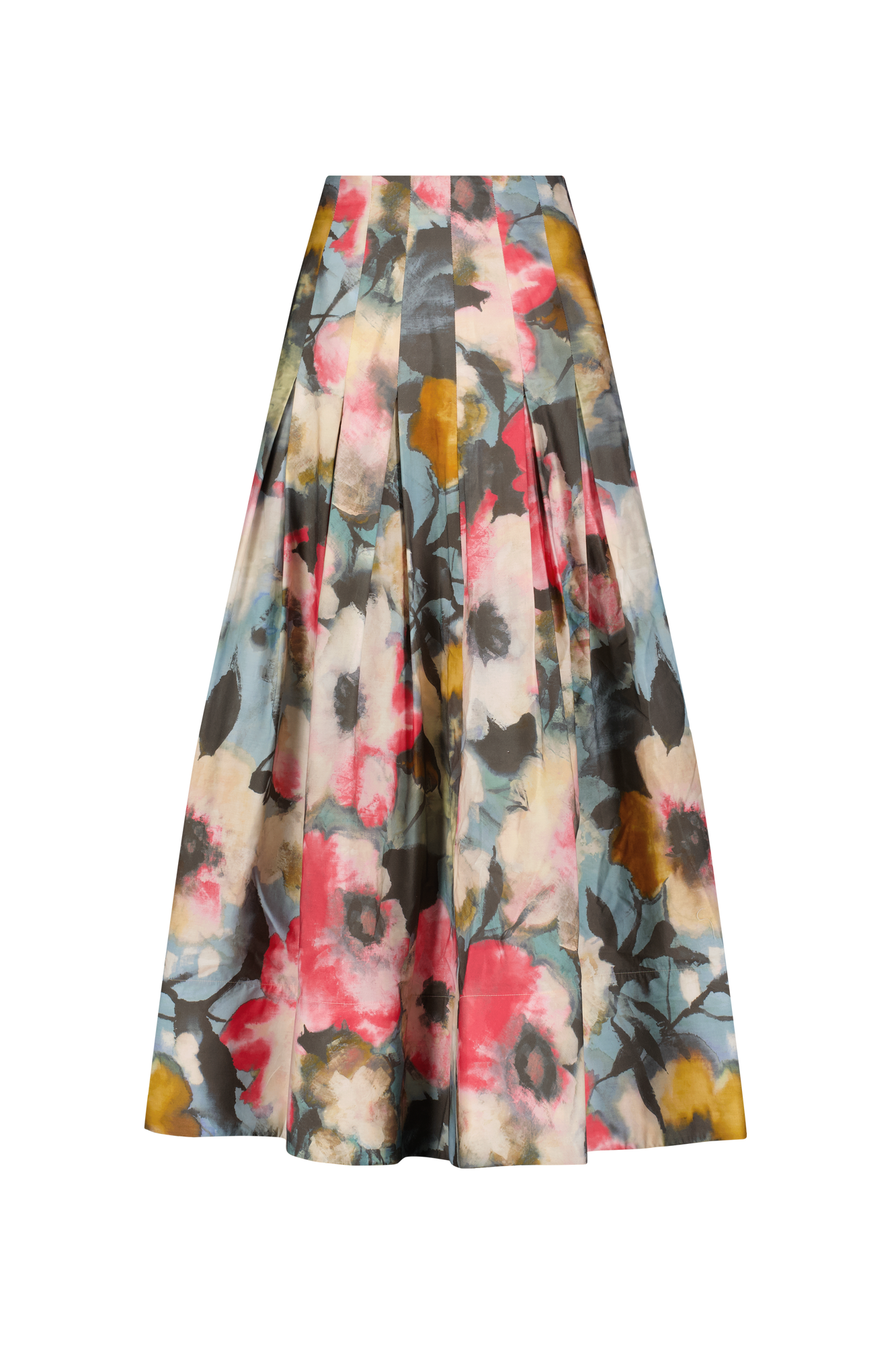 Floral Printed Cotton Full Skirt | Mist Multi