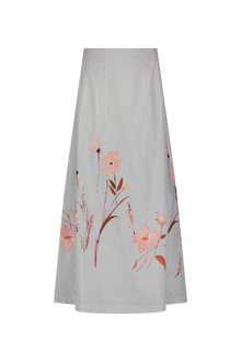 Floral Striped Cotton A-Line Skirt | Blush Multi