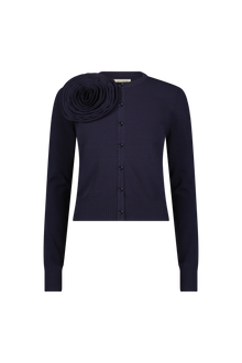 Rose Detail Knit Cardigan | Navy