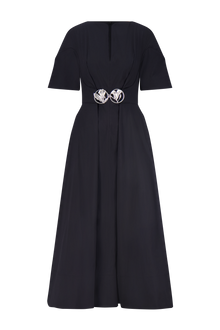 Cotton Poplin Buckle Shirtdress | Black