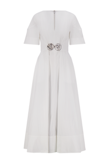 Cotton Poplin Buckle Shirtdress | White