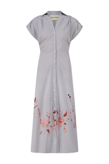 Floral Striped Cotton Tie Waist Dress | Blush Multi