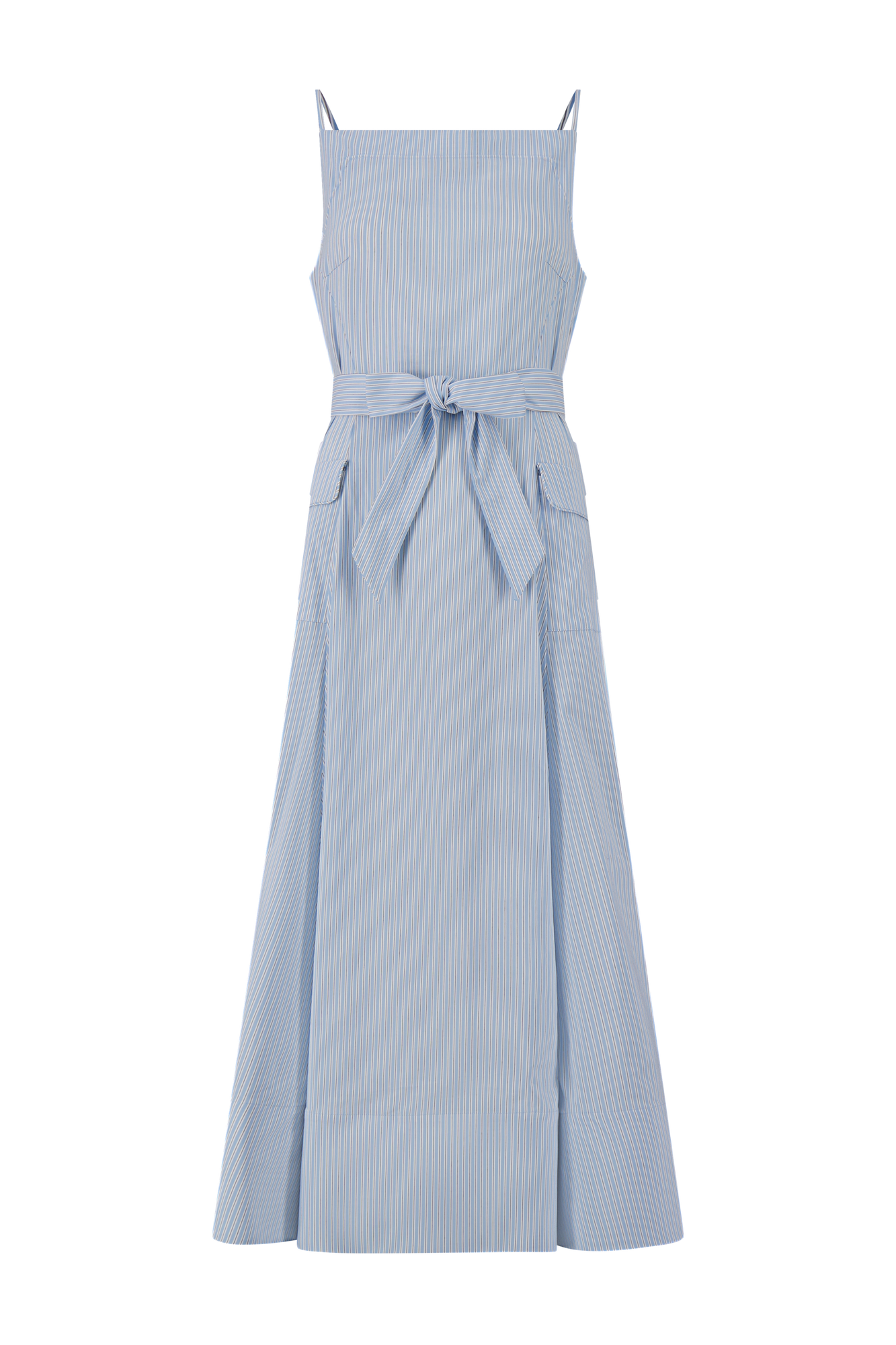 Striped Cotton Poplin Belted Dress | Oxford