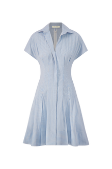 Striped Cotton Poplin Short Dress | Oxford