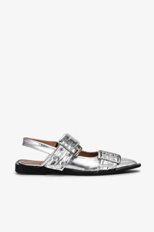 Feminine Buckle Ballerina Metallic | Silver