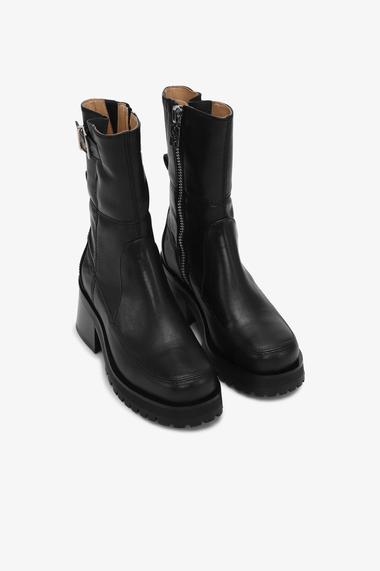 Feminine Buckle Platform Boot | Black
