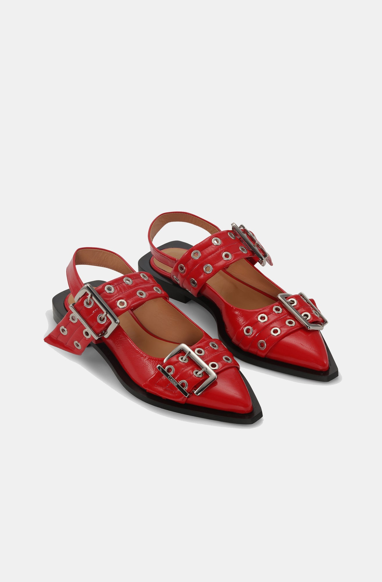 Feminine Buckle Ballerinas in Red | Racing Red