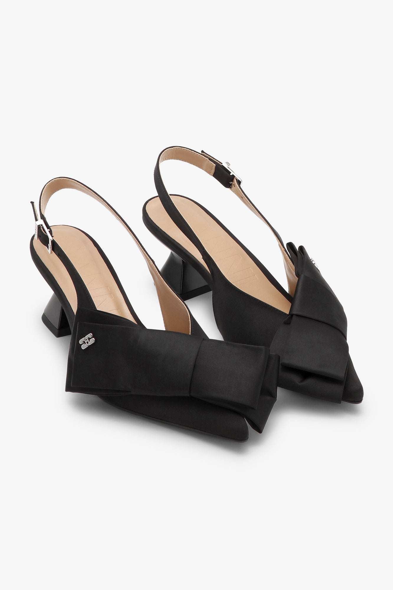 Big Bow Kitten Heel Pump Satin | Black