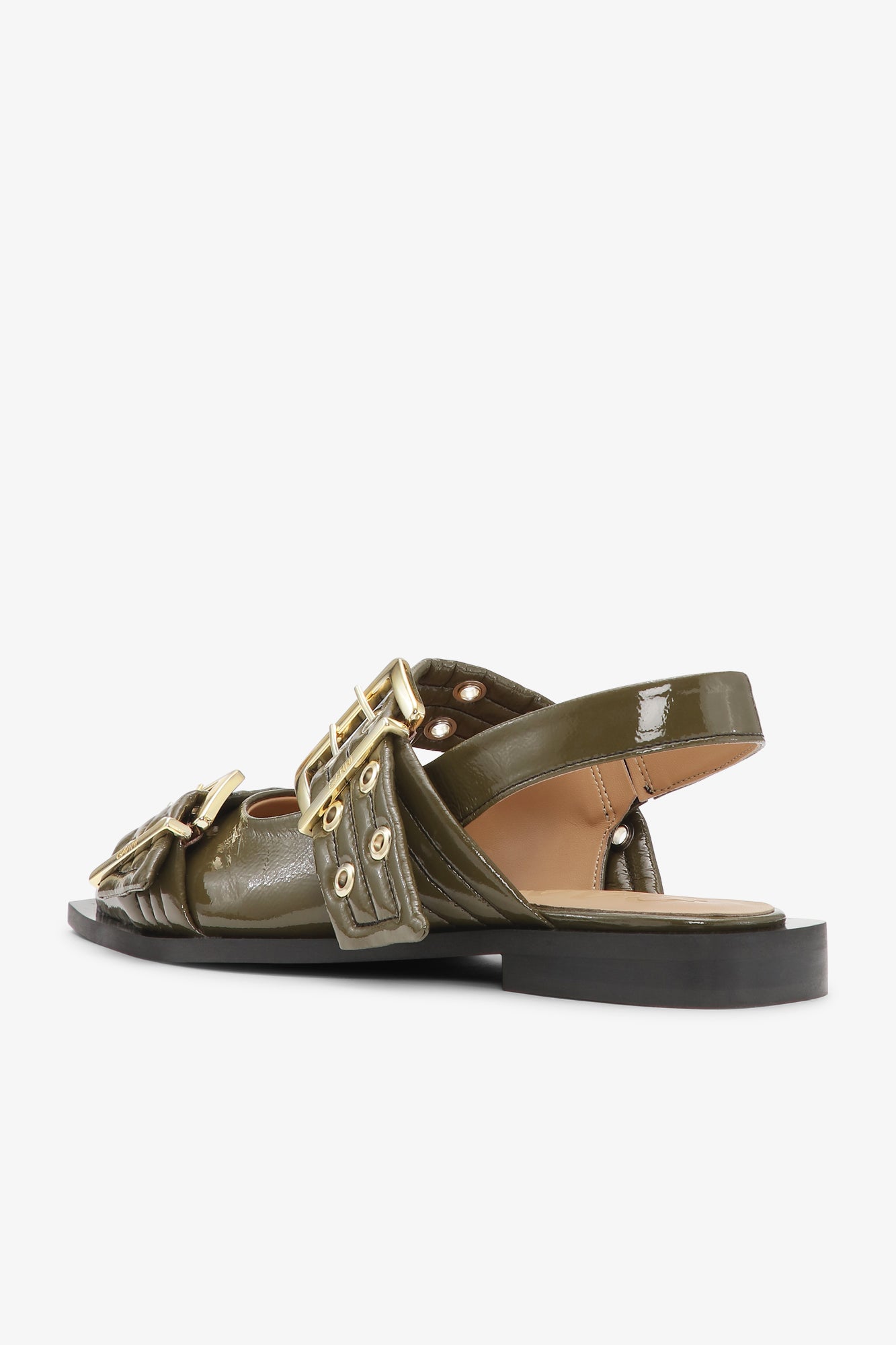 Feminine Buckle Ballerina Naplack | Military Olive