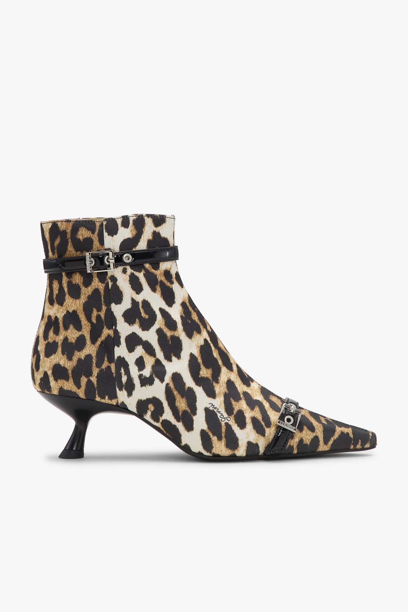 Eyelets Kitten Heel Boot Satin Print | Leopard