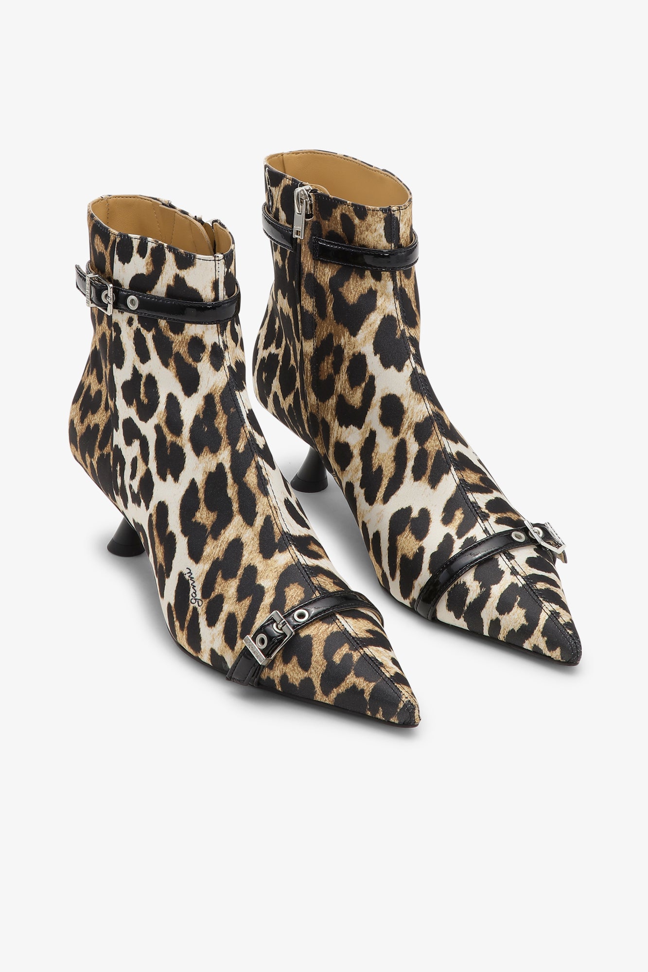 Eyelets Kitten Heel Boot Satin Print | Leopard