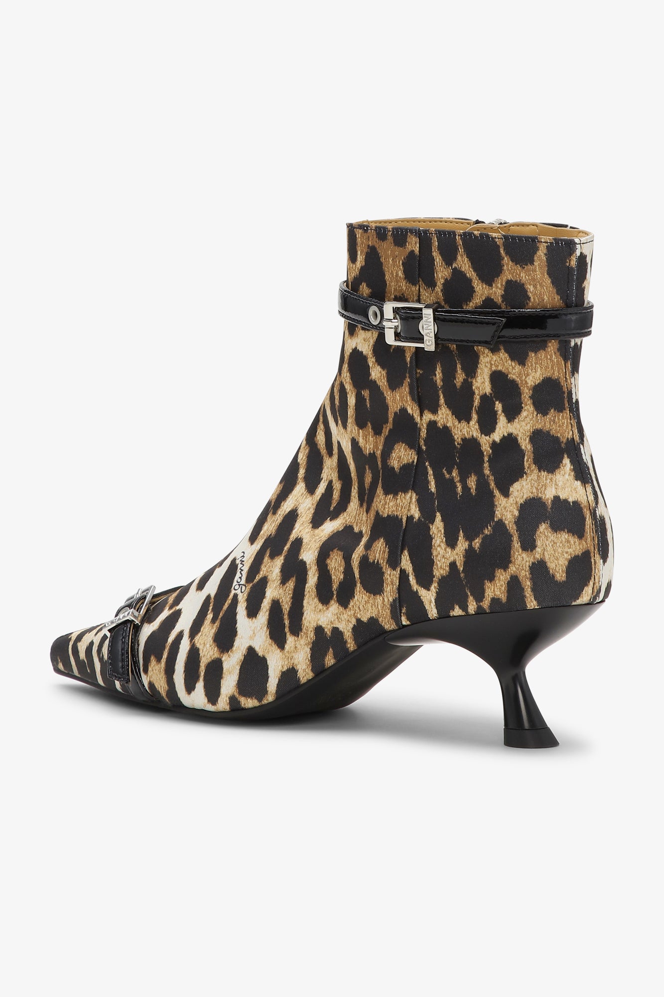 Eyelets Kitten Heel Boot Satin Print | Leopard