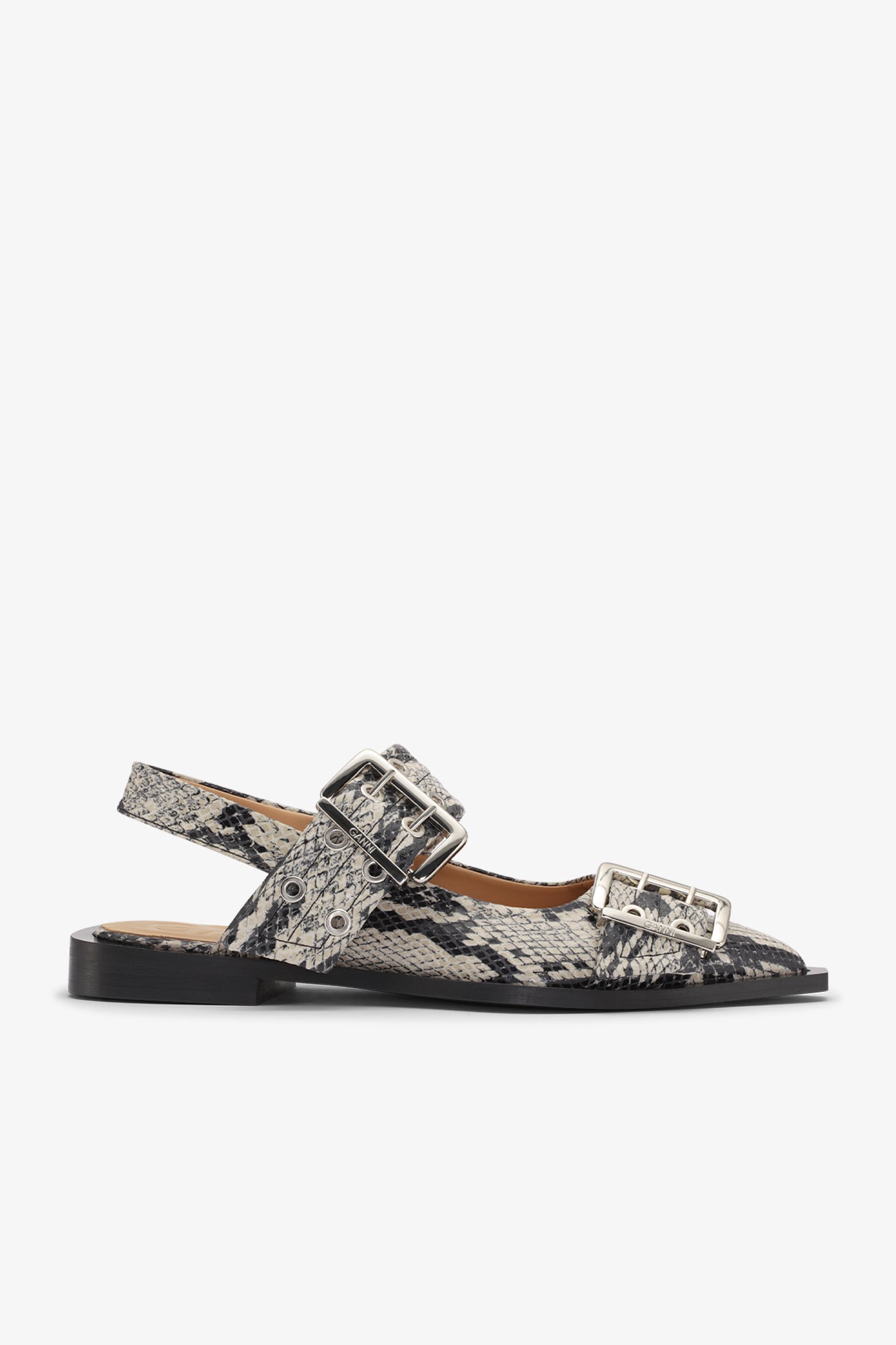 Feminine Buckle Ballerina Snake | Sand