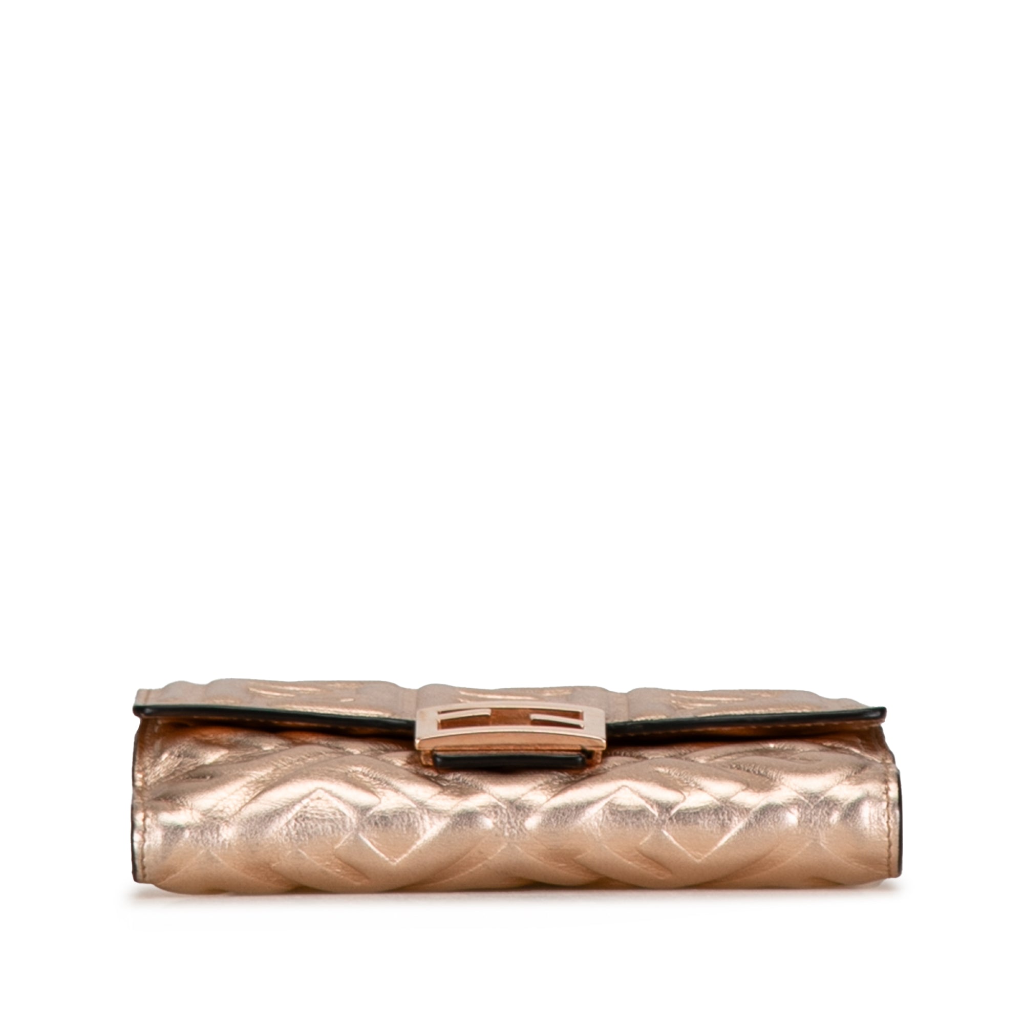 Luxclusif | Fendi | Pre-Owned Zucca Embossed Compact Wallet | Gold