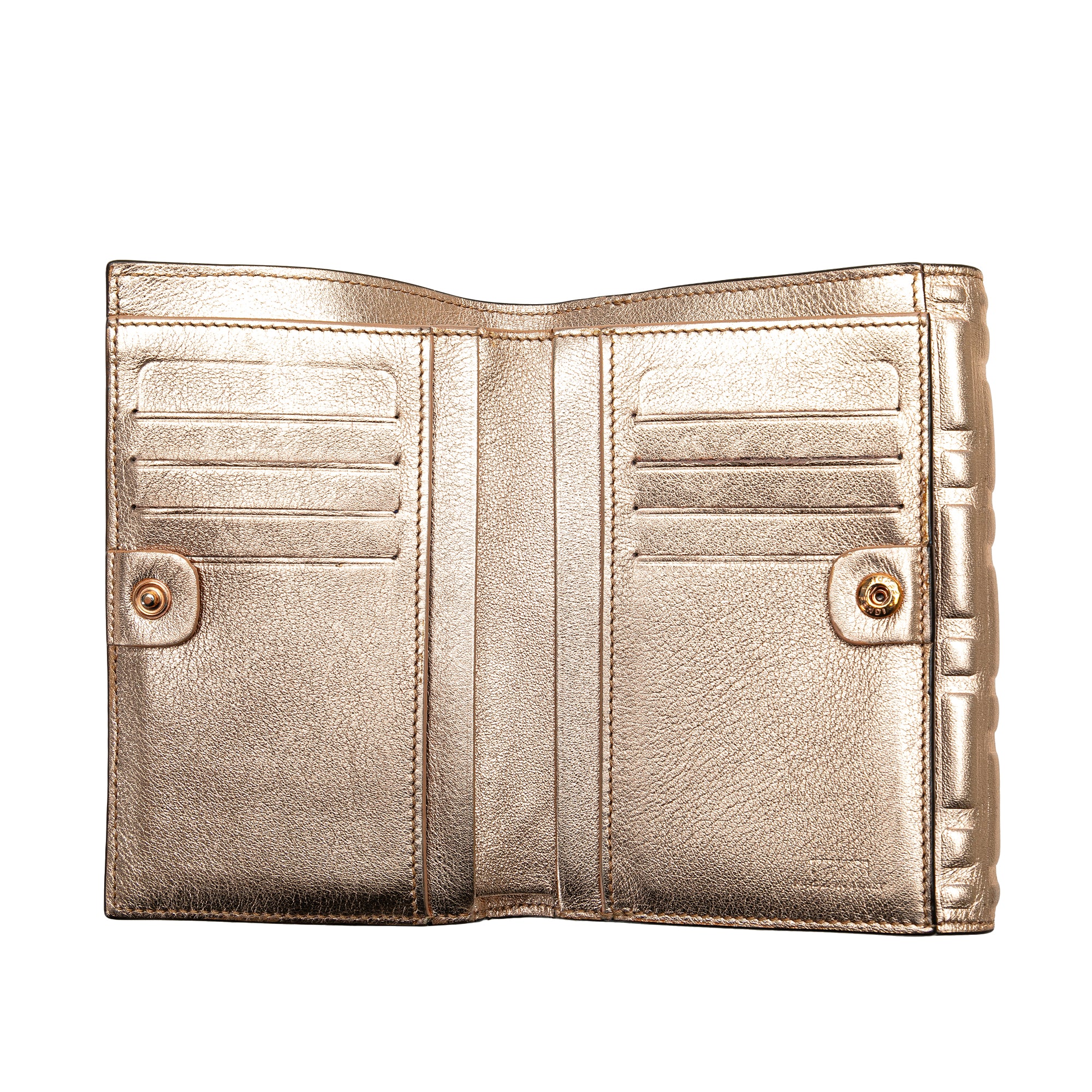 Luxclusif | Fendi | Pre-Owned Zucca Embossed Compact Wallet | Gold