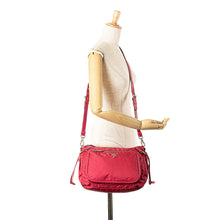 Prada | Pre-Owned Saffiano Trimmed Tessuto Zip Top Crossbody | Red