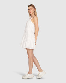 Women | Sunny Afternoon Embroidered Dress | White